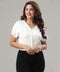 Chiffon Solid Short Sleeve White Top